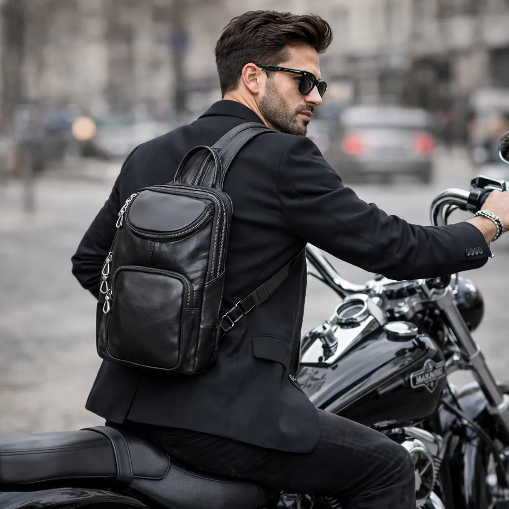 bolsa masculina crossbody couro preto resistente