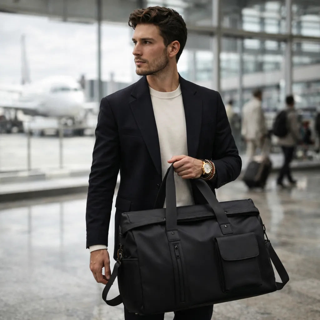 bolsa de ombro masculina para viagem executiva cor preta