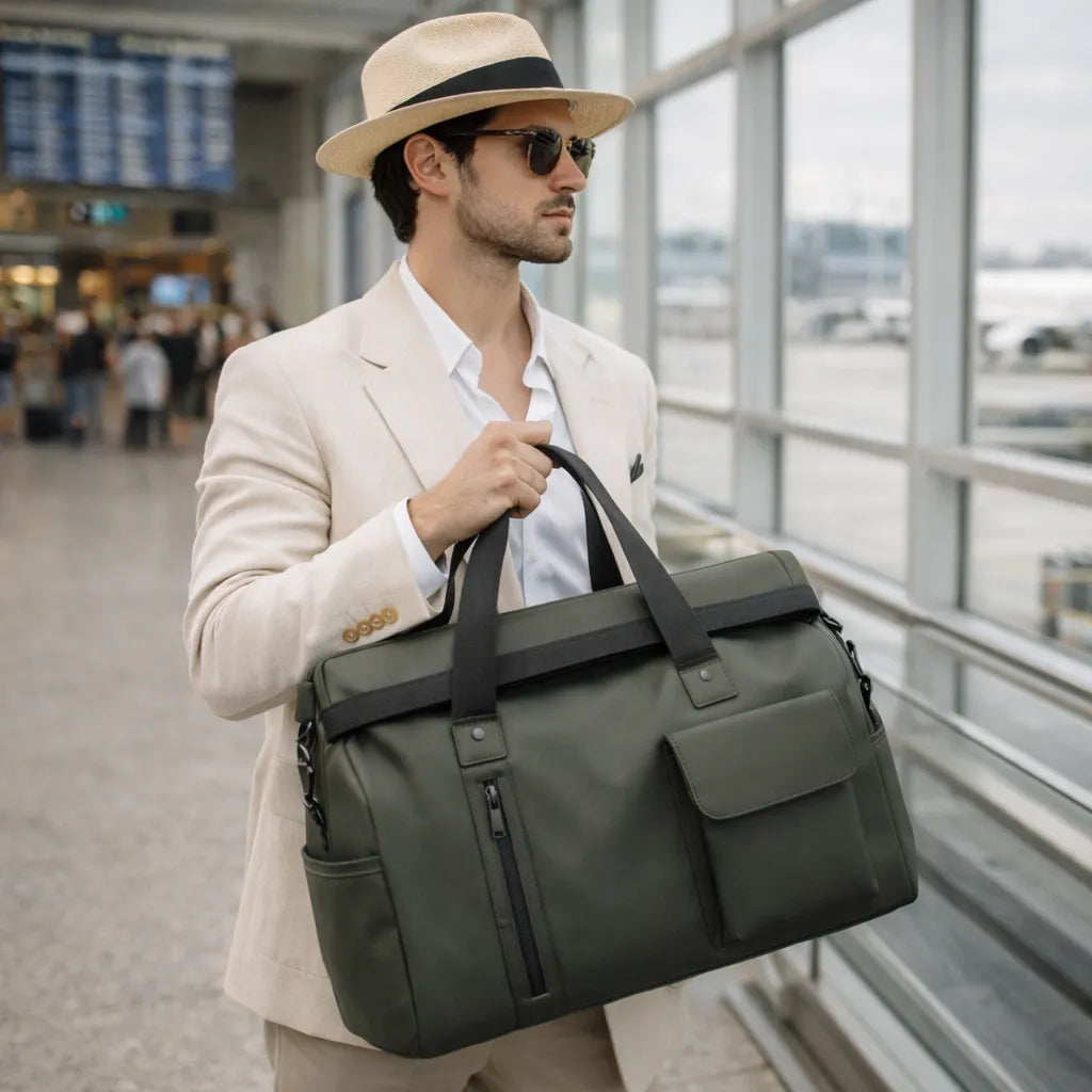 bolsa de ombro masculina para viagem executiva cor verde