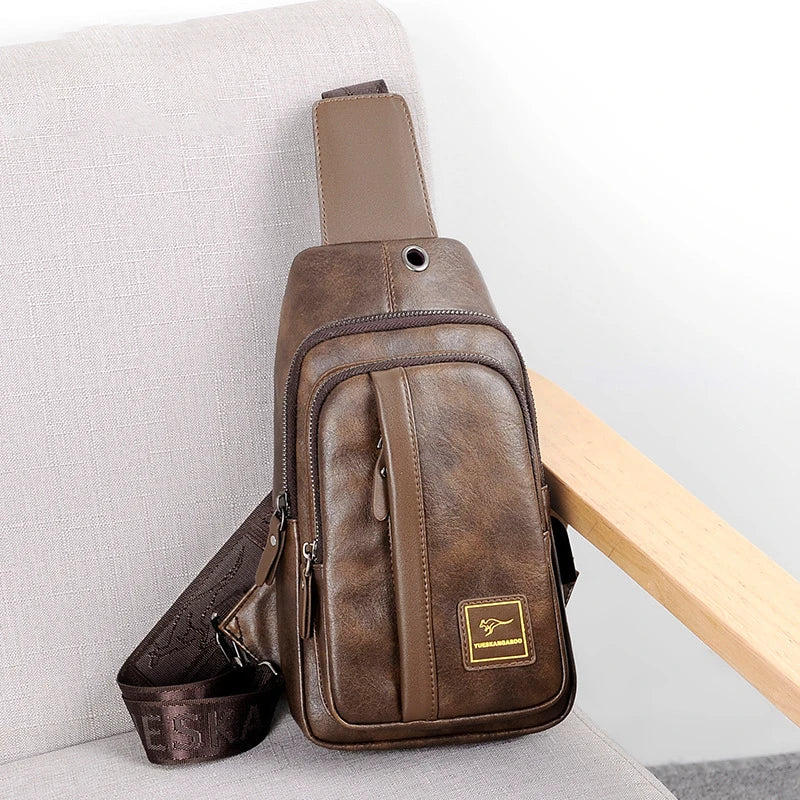 bolsa peitoral masculina chest pack marrom