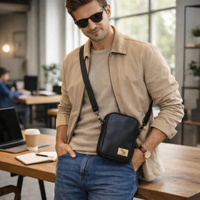 bolsa shoulder bag transversal masculina elegante e resistente