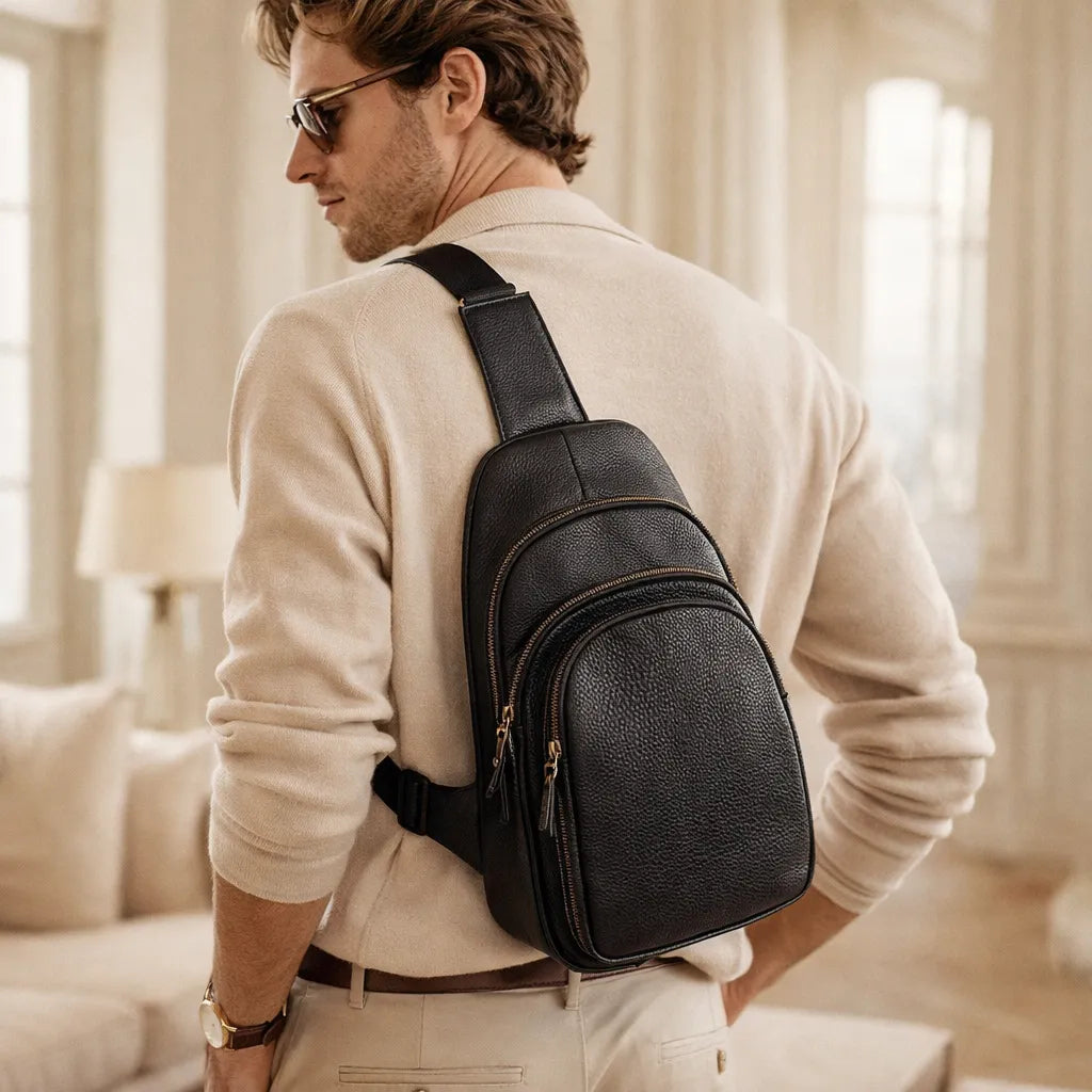 bolsa transversal couro bovino masculina