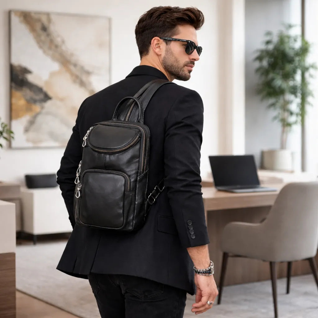 bolsa transversal masculina luxo couro real