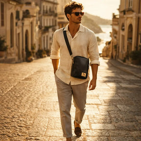 bolsa transversal masculina minimalista preta