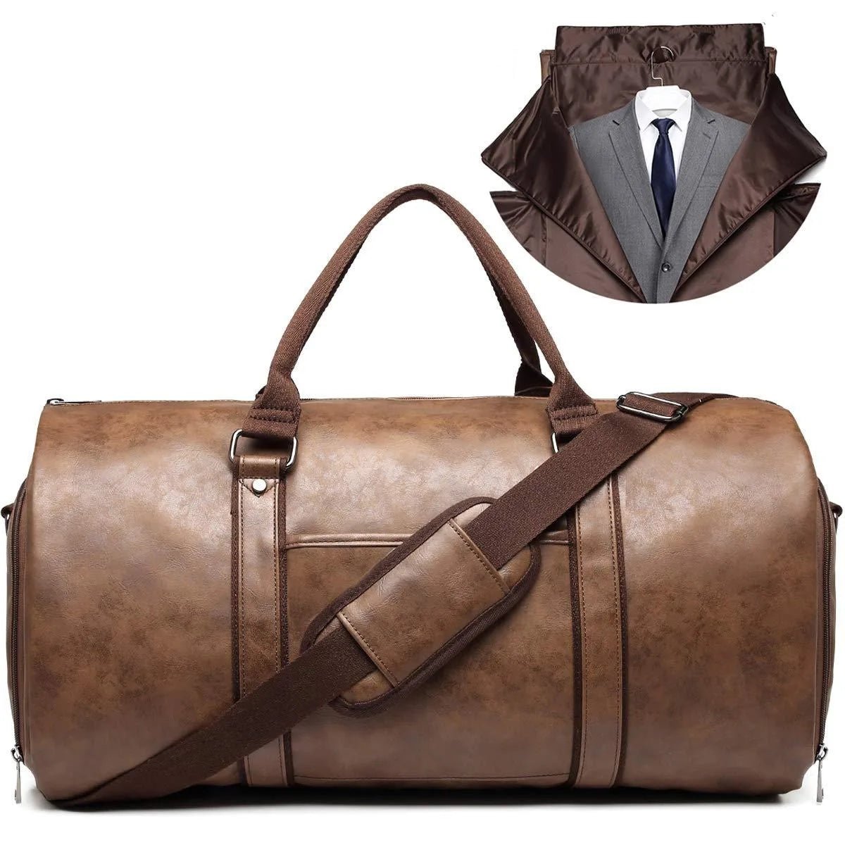 bolsa de viagem masculina de couro marrom