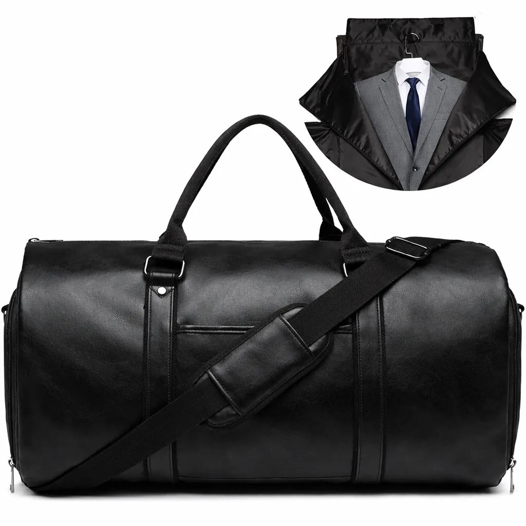 bolsa de viagem masculina de couro preta