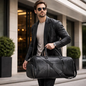 bolsa viagem masculina couro premium 56cm
