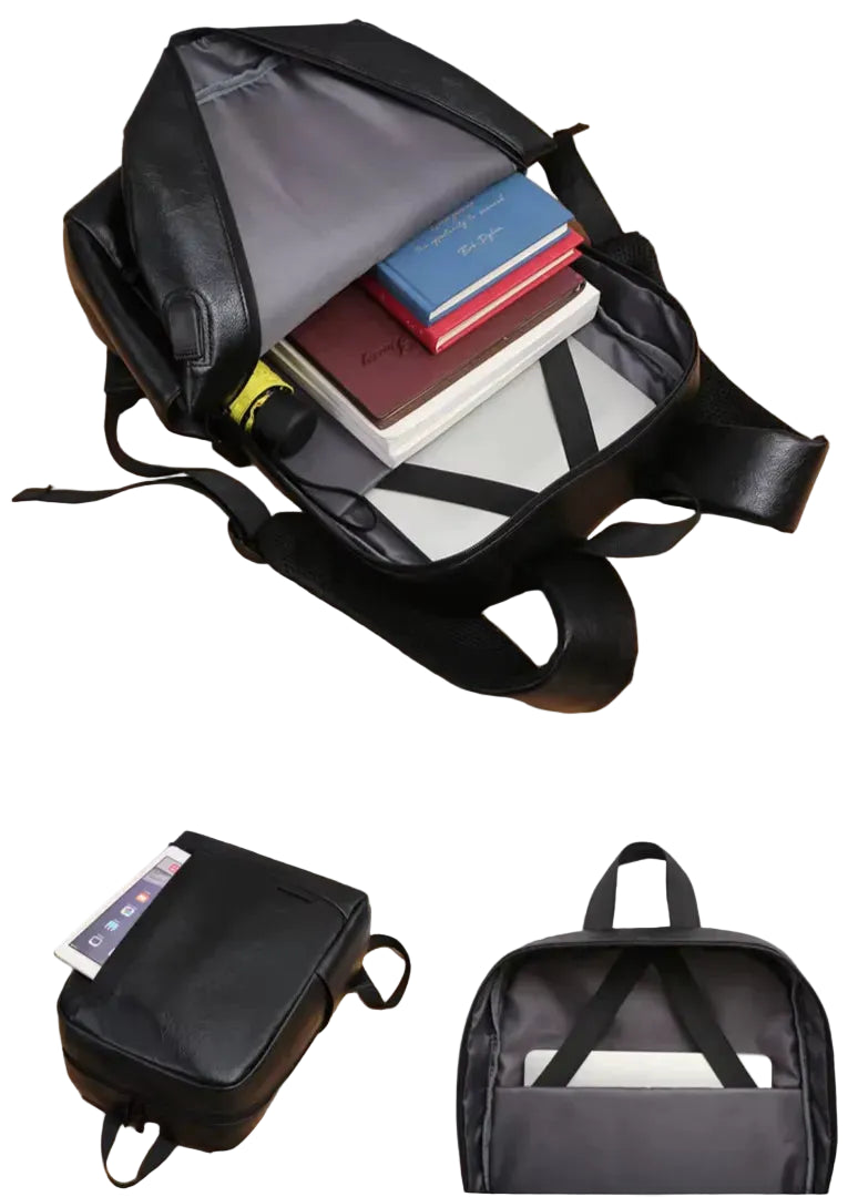 Todos os compartimentos e divisórias da mochila para notebook e acessórios tech