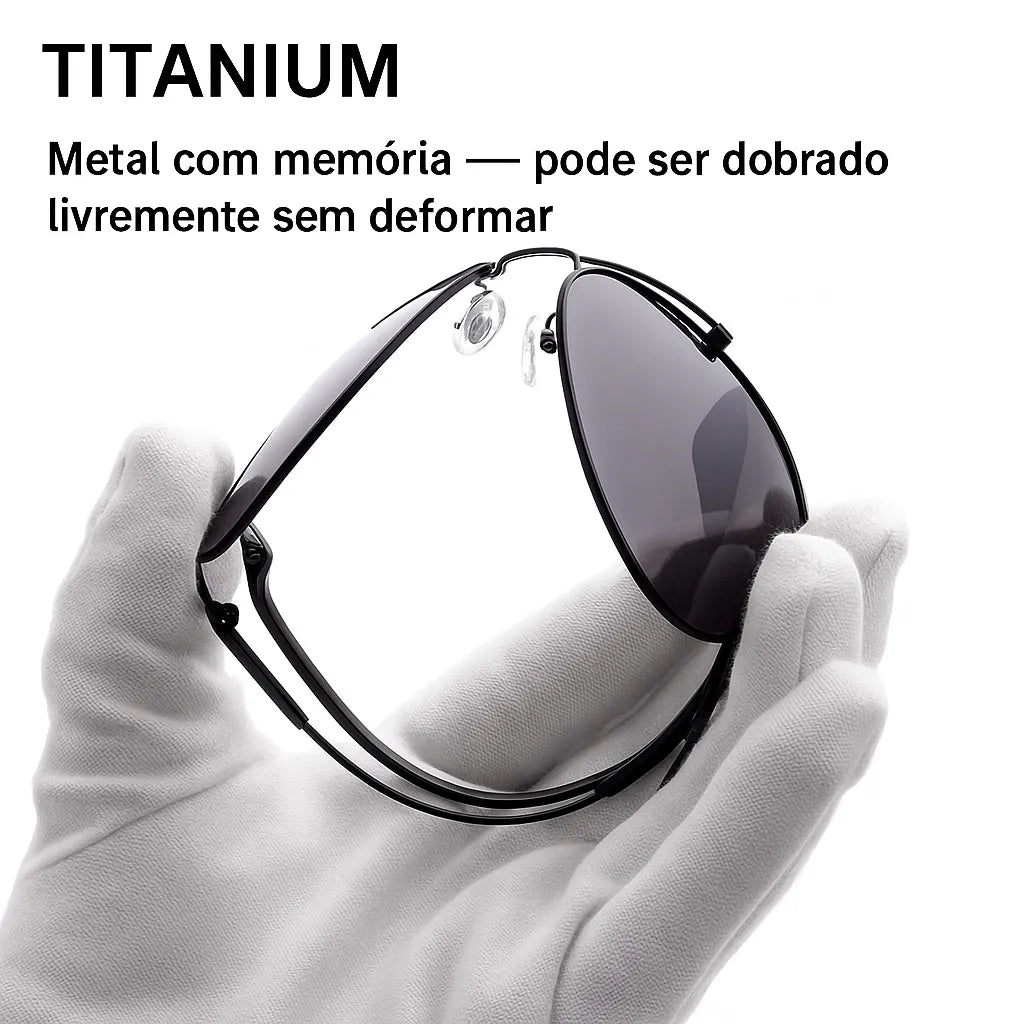 Óculos de Sol Masculino Valenteo Aviador Titanium