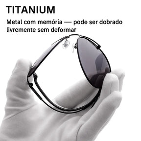 Óculos de Sol Masculino Valenteo Aviador Titanium
