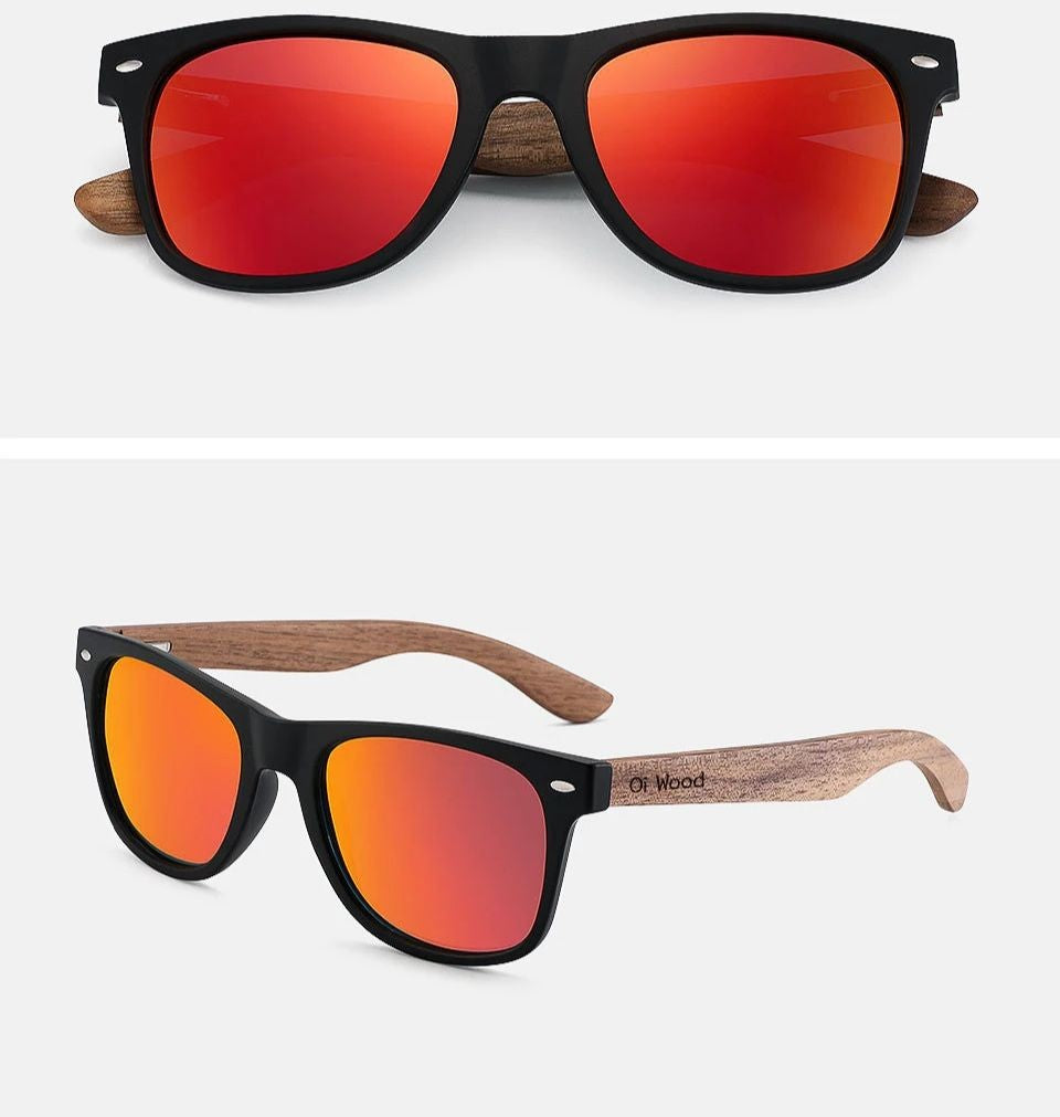 Óculos de Sol masculino Valenteo Wood Vermelho