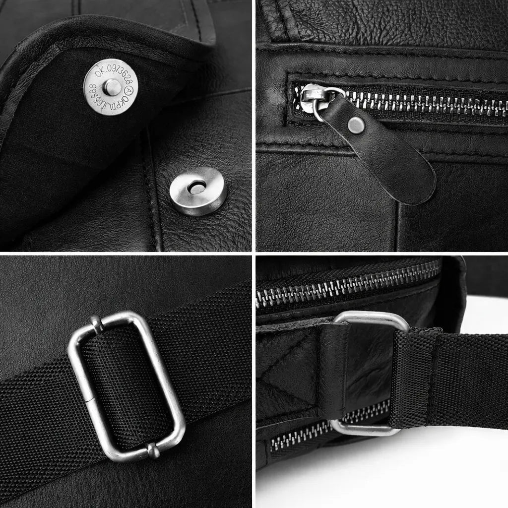 detalhe de textura couro legítimo shoulder bag com fechamentos a zíper e botão com alças reforçadas