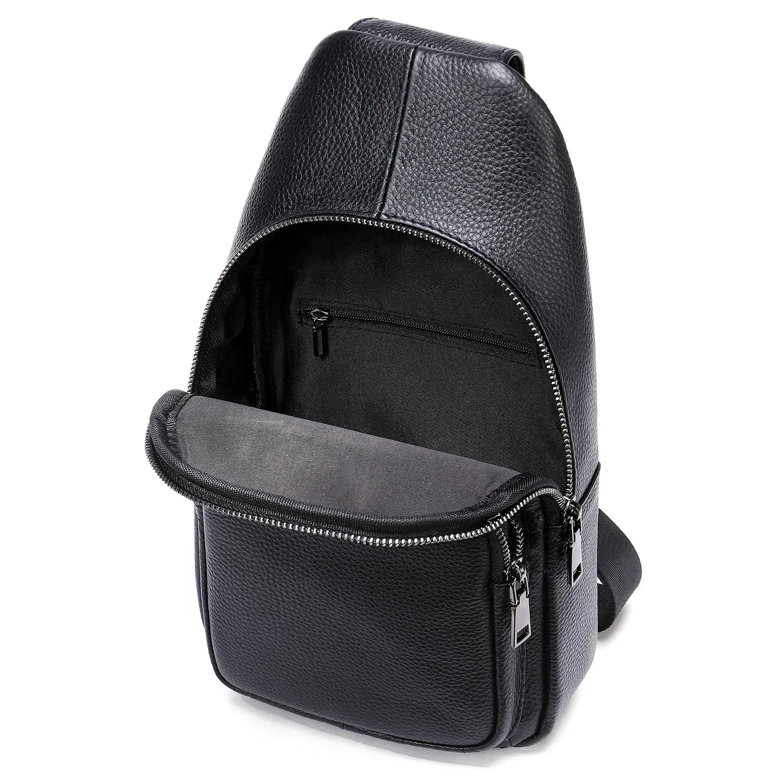 interior bolsa transversal masculina em couro com compartimentos