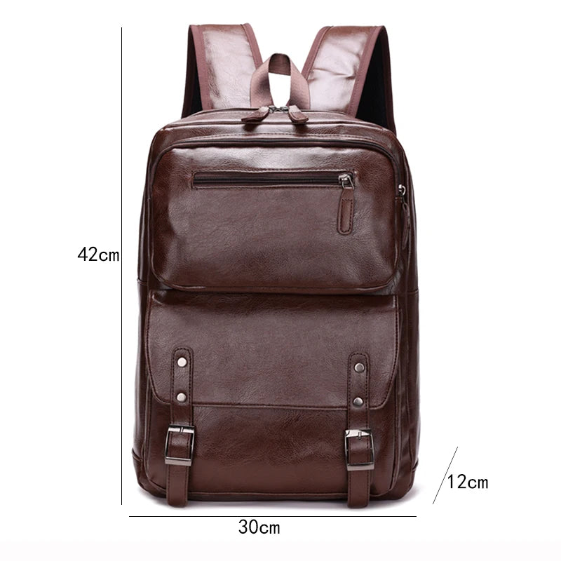 imagem mostrando as medidas e capacidade da mochila  executiva em couro marrom valenteo carbone