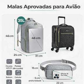 mochila de viagem com bolsa tiracolo crossbody