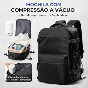 mochila com compressão a vácuo para viagem de avião