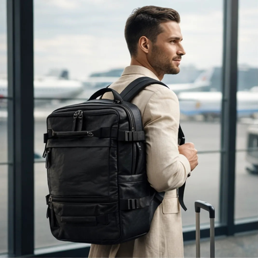 mochila couro sintético viagem casual business