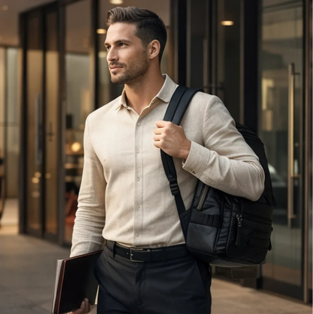 mochila valenteo millenium estilo moderno em couro preto