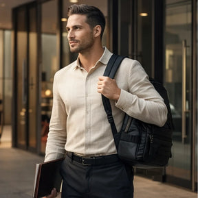 mochila valenteo millenium estilo moderno em couro preto