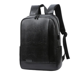 visão frontal da mochila executiva masculina de couro para notebook valenteo savile