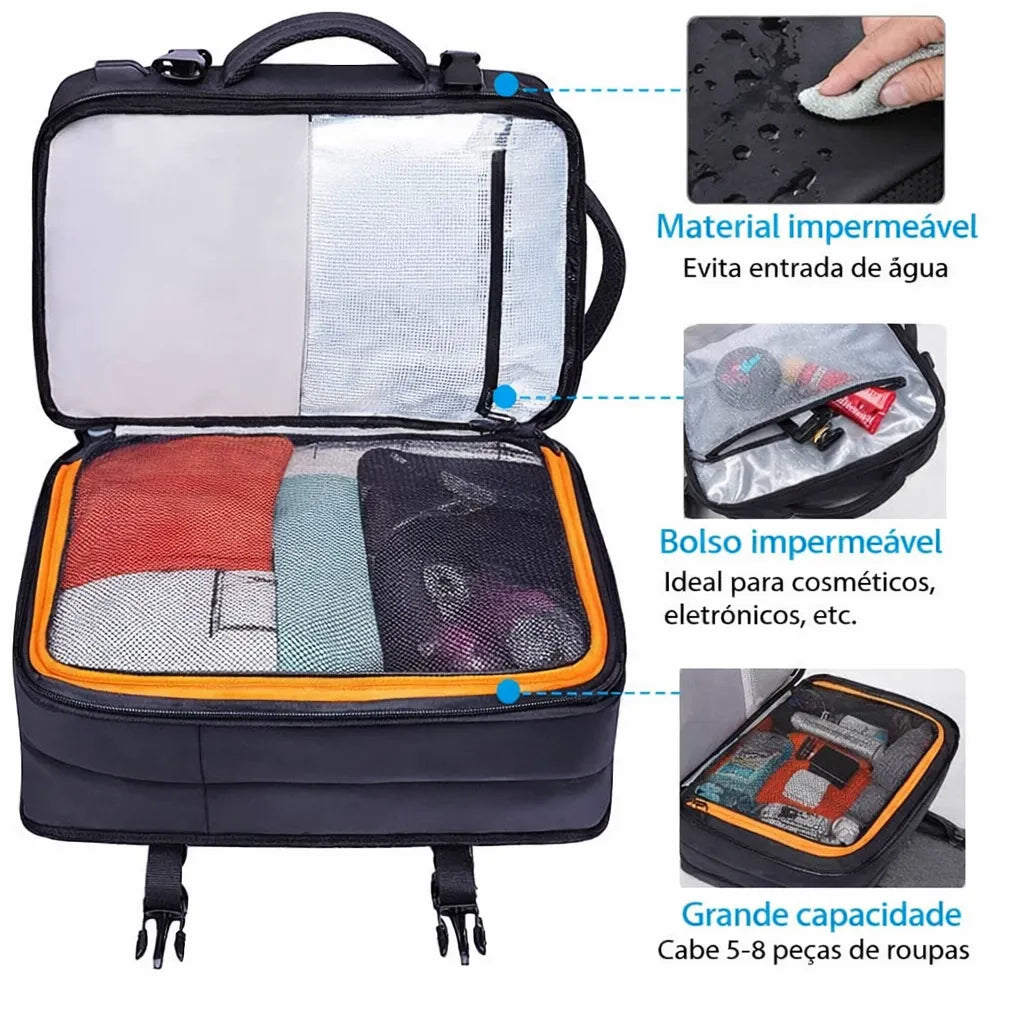 mochila masculina de grande capacidade e multicompartimentada