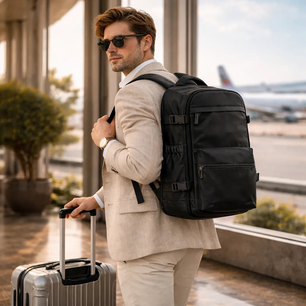 mochila notebook impermeável nylon preto resistente