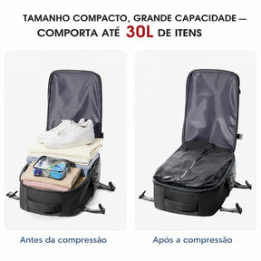 mochila de viagem 30 litros com compressao a vacuo permitida a bordo