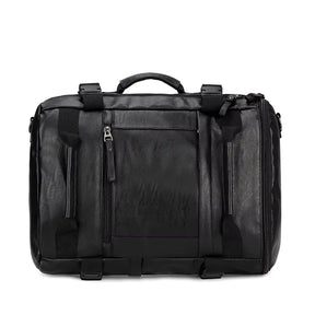 mochila viagem mão bagagem em couro preto