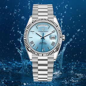 Relógio Automático Azul Turquesa President Date