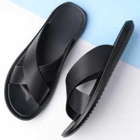 sandália masculina couro casual preta