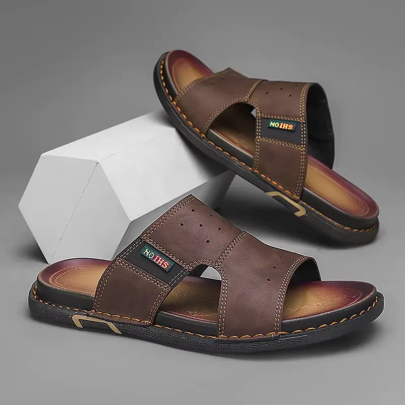 sandália masculina marrom casual