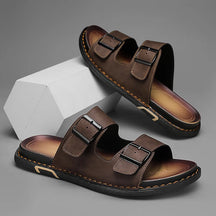 sandália masculina marrom couro legítimo