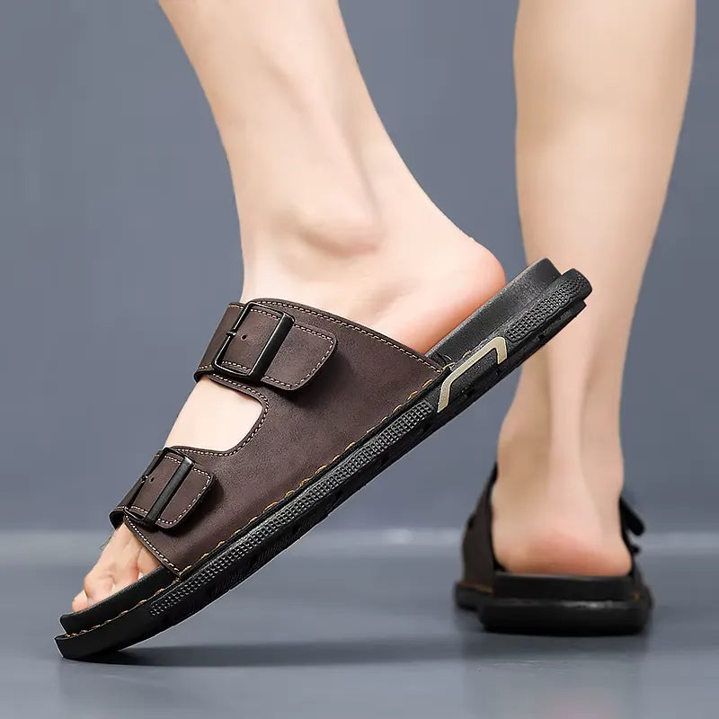 sandália masculina outdoor antiderrapante marrom