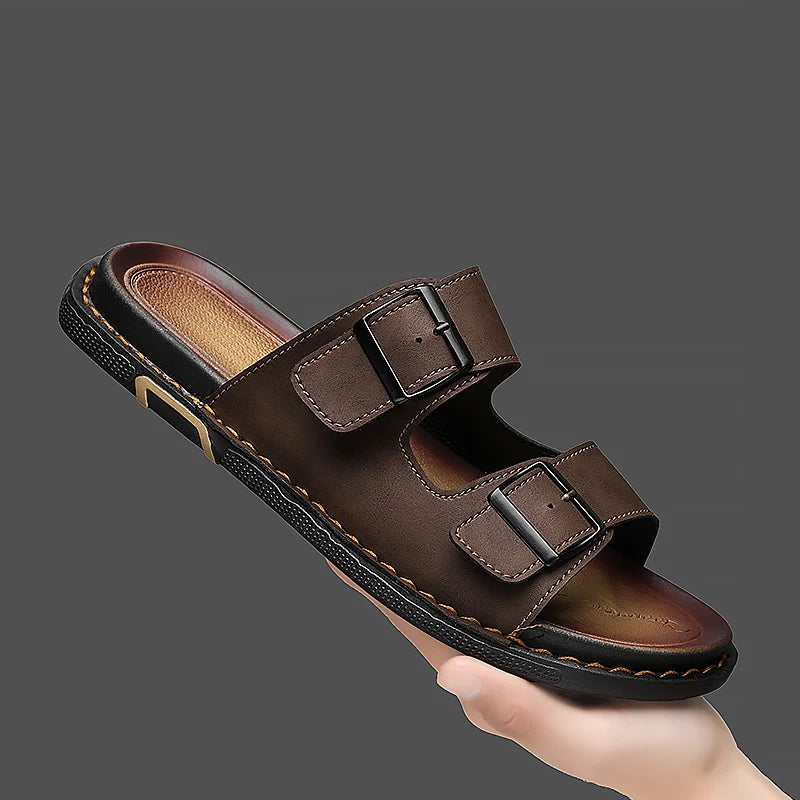 sandália masculina outdoor antiderrapante marrom