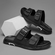 sandália masculina preta couro legítimo