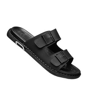 sandália masculina preta couro legítimo valenteo piacenza