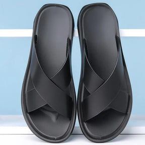 sandália masculina de couro cor preta