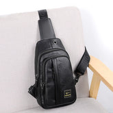 shoulder bag em couro pu leve e compacta para homens