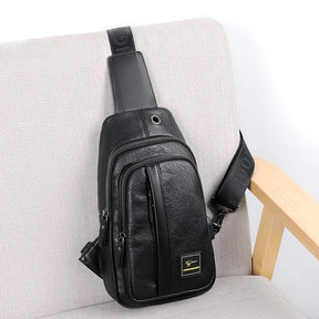 shoulder bag em couro pu leve e compacta para homens