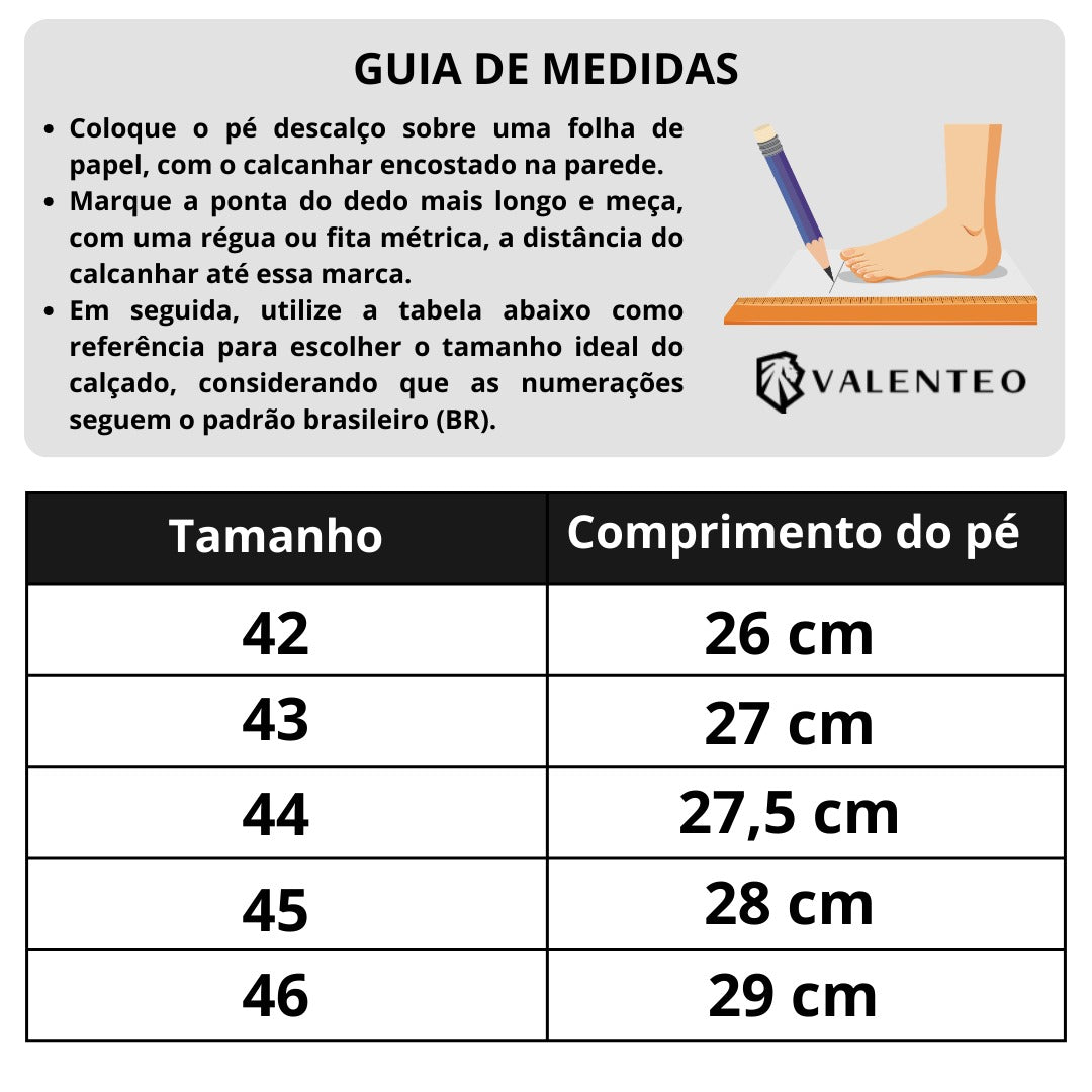 tabela de medidas papete valenteo sardegna