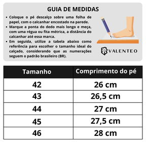 tabela de medidas sandália valenteo verona