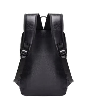 vista traseira da mochila executiva valenteo carbone preta e suas alças acolchoadas